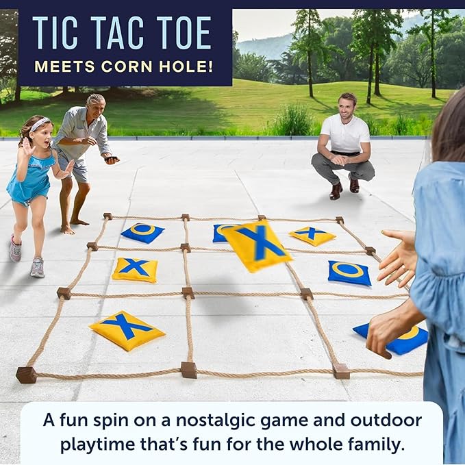 Maplefield Giant Tic Tac Toe Game – Heavier Quality Bean Bag – Outdoor Lawn Activities for Family Picnics, Camping, Parties, and Backyard Fun
