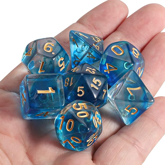 CiaraQ DND Polyhedral Dice Set with a Black Dice Bag for D&D RPG MTG Role Playing Table Games