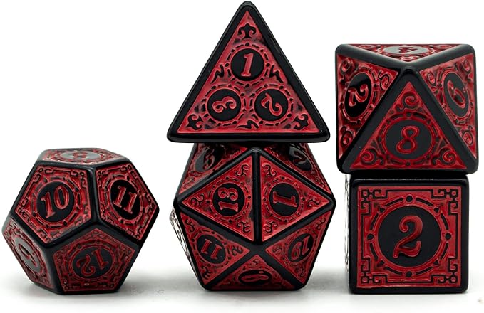 DND Dice Set-D&D Polyhedral Dice (7 Pcs) with Leather Dice Bag for Dungeons and Dragons Role Playing Dice Games RPGs (Red with Black Edge)