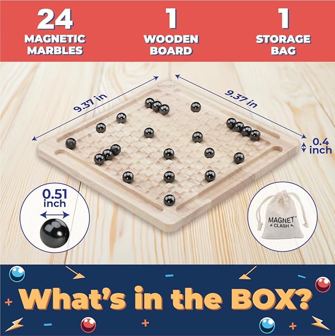 Magnetic Chess Board Game Set with 24 Stones - Educational Strategy & Puzzle Game for Families and Parties, Brain Teaser for Kids & Adults, Ideal Gift