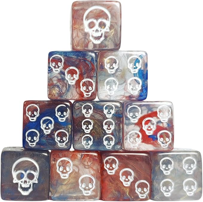 10 PC D6 dice 16mm Acrylic Dice Set for RPG MTG DND Dice Table Games and Board Games (Human Skeleton Blue)