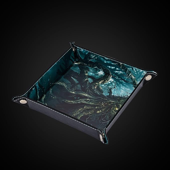 PU Leather DND Dice Trays Portable Dice Rolling Tray Large D&D Dice Storage Case for Desktop Storage and RPG Board Games, Jewelry Valet Tray for Women and Men