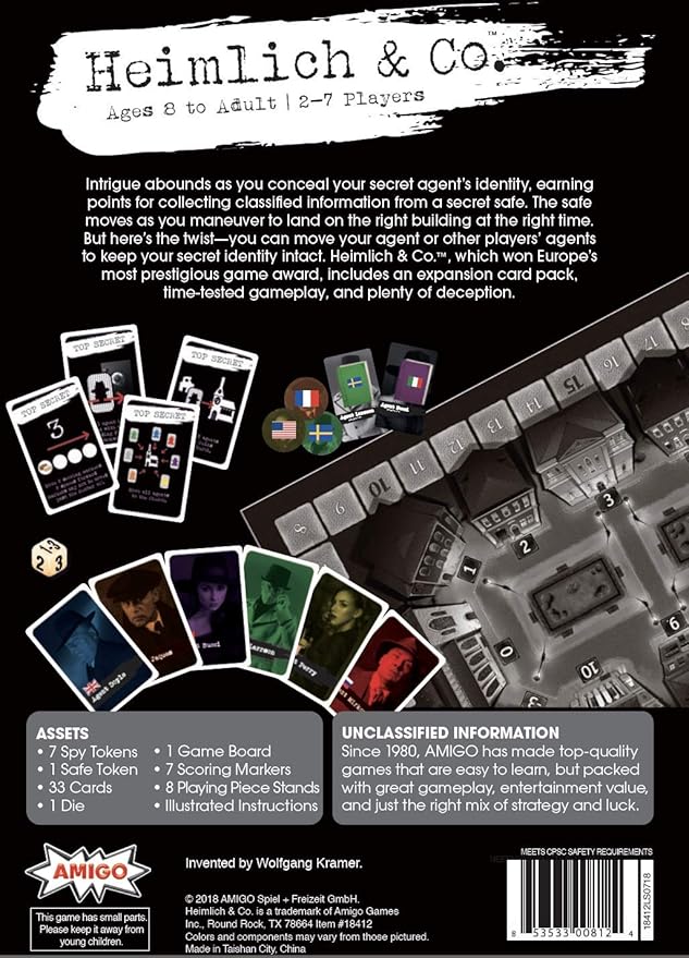 AMIGO Games Heimlich & Co. - Award-Winning Spy Game for Families & Adults - Intrigue, Deception & Strategy - Includes Bonus Expansion Pack - Ages 8+, 2-7 Players