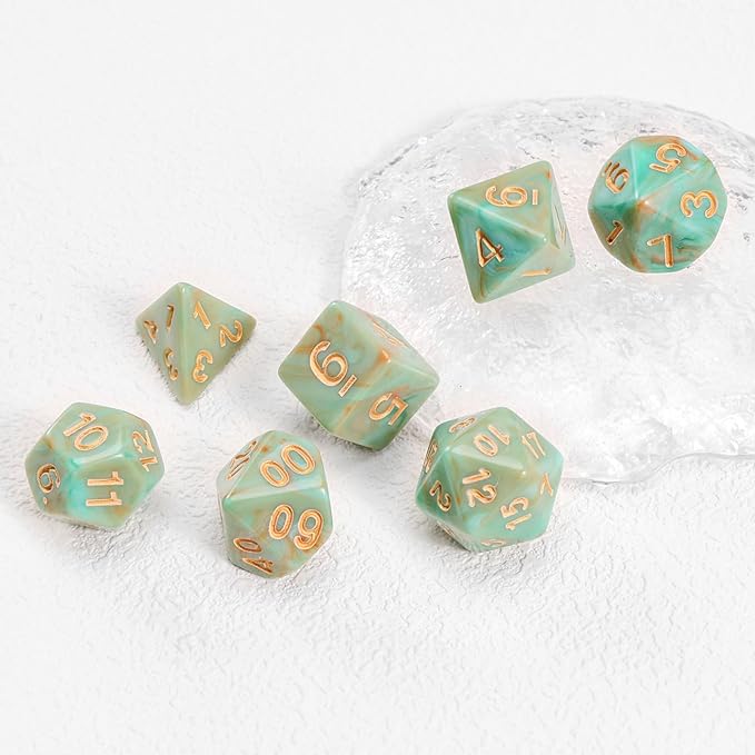 Role Playing Dice Set - 16mm Polyhedral DND Dice in Mixed Colors (Orange, Dark Green, Light Green) - Perfect for Dungeons and Dragons, Tabletop Games, and Math Teaching