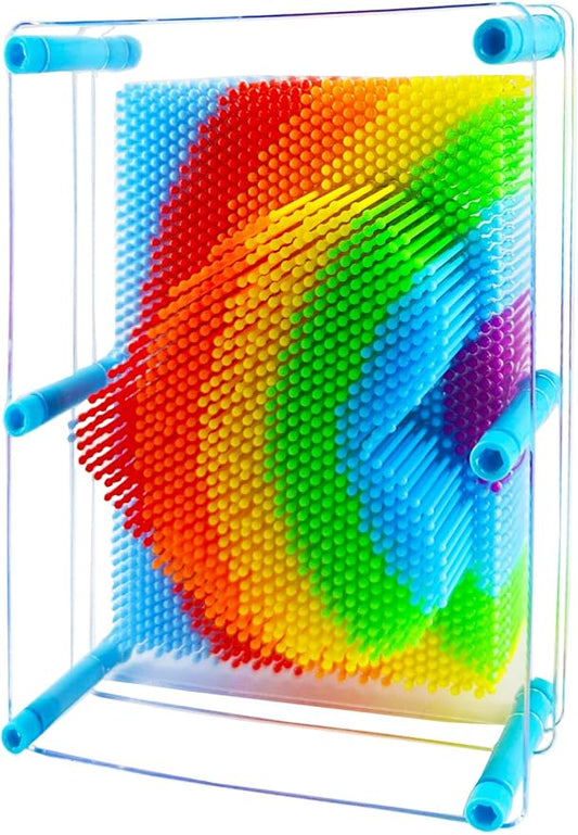 3D Pin Art Intellectual Fun Toy Rainbow Pin Art Palm Board Extra Large(6 x8 Inches) Arouse Sense of Imagination Innovative Boundless Creativity