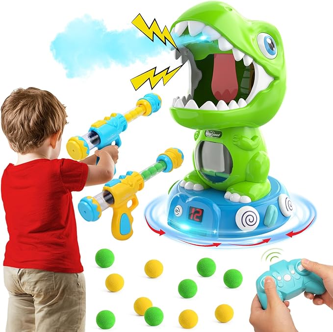 EagleStone Remote Control Movable Shooting Dinosaur Toys for Kids 3-5,5-7,Electronic Dino Shooting Game with Spay & Auto Scoring, Light & Sounds,Party Favors,Toys for 3,4,5 6,7 8 Year Old Boys& Girls
