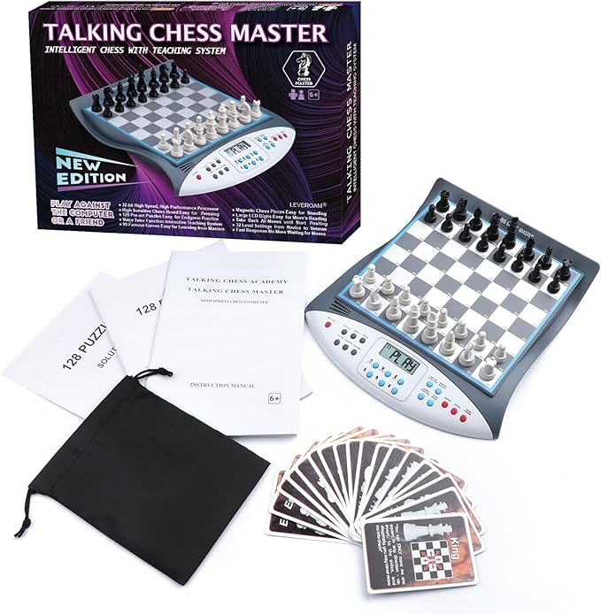 Electronic Chess Set with Voice Teaching System, Magnetic Computer Chess Game, Great Partner for Beginners & Improving Players, Electronic Chess Board Grows Your Chess Skills