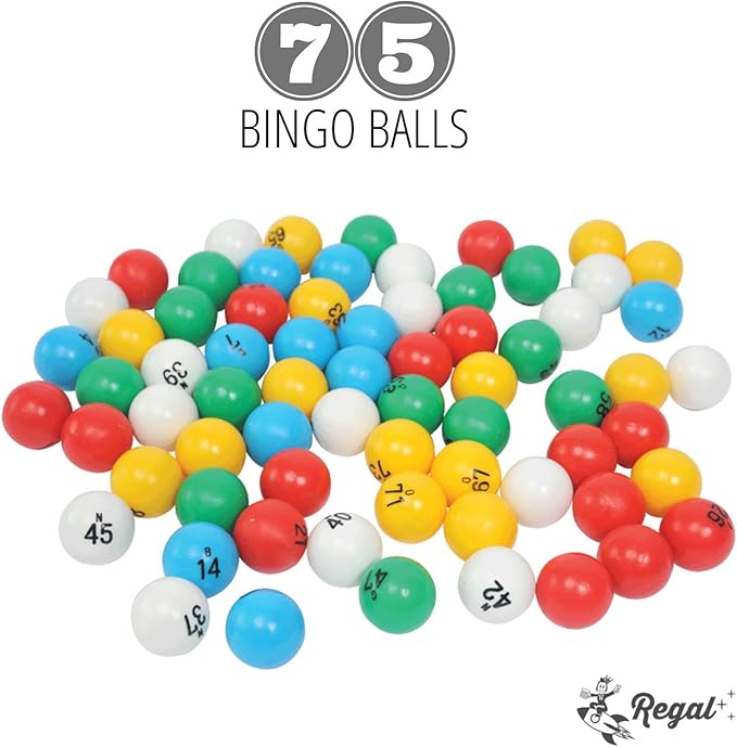 Regal Bingo Family Bingo Game Set with 8" Wheel Cage, Bingo Cards with Sliding Windows, Bingo Balls & Master Board - Large Group Bingo Games for Adults