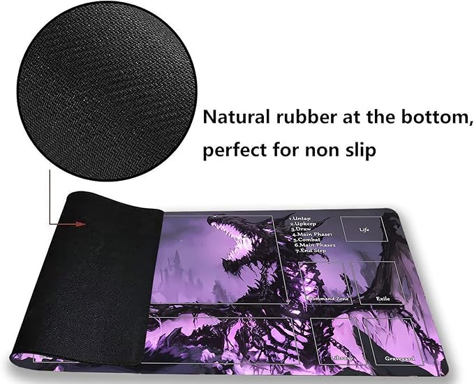 MTG Playmat, Game Play Mat for MTG TCG 24 x 14 inches Trading Card Inked Game Playmats with Storage Bag Smooth Rubber Surface Battle Game