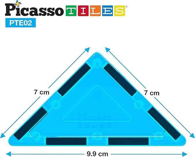 PicassoTiles Magnetic Building Block Set Right Triangle Magnet Tiles Construction Toy STEM Learning Kit Educational Playset Playboard Pretend Play Stacking Blocks Child Brain Development PTE02