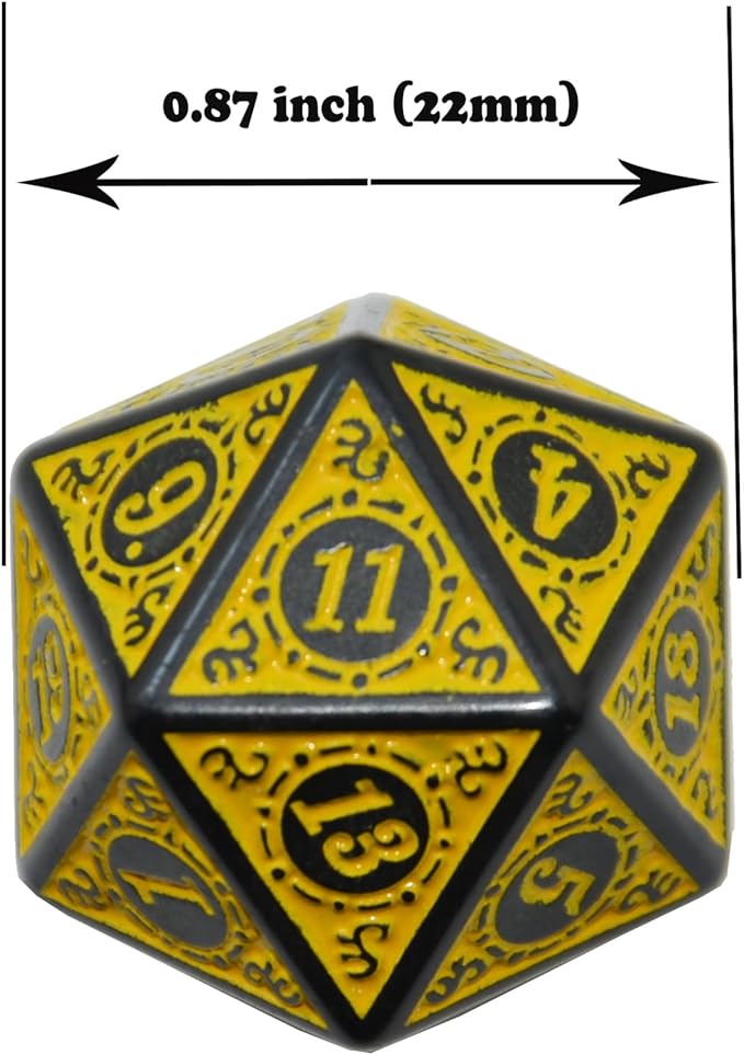 SmartDealsPro 10-Pack Retro 26mm Large 20 Sided Dice D20 Polyhedral Dice for DND RPG MTG Table Game(Retro Yellow)