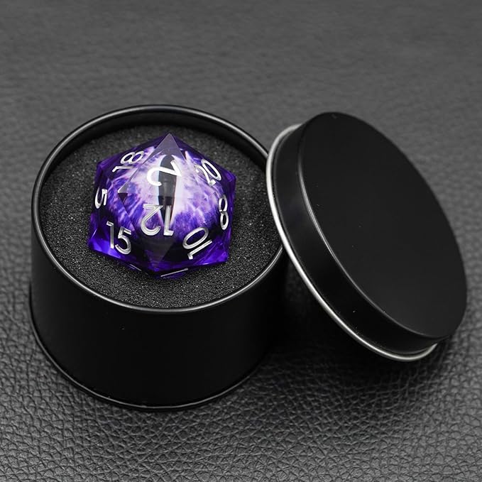 Dungeons and Dragons DND Dice D20, Moving Eyeball Liquid Core Dice Set D&D 33MM Oversized D20 Single Sharp Edge Resin dice with Gift Case, Polyhedral Dice for Role Playing Game
