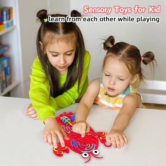 Silicone Sensory Activity Board,Double-Sided Busy Board for Fine Motor Skill,Fidget Toy for Calming, Stress, Anxiety, ADHD , Autism , Silent, No Mess , Kids 3+ & Adults(Lobster,Red)
