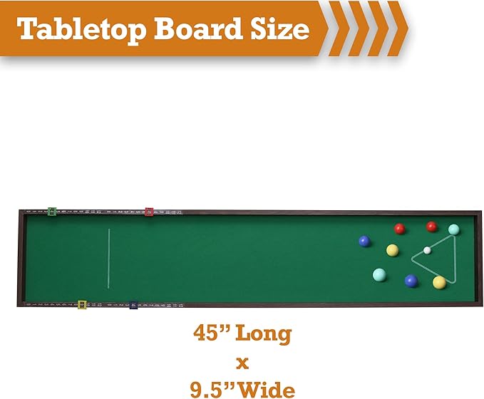 Sterling Games Tabletop Bowling Combo Set, Wooden Arcade Board with Marbles and Pins, Indoor Table Top Game for Kids and Family