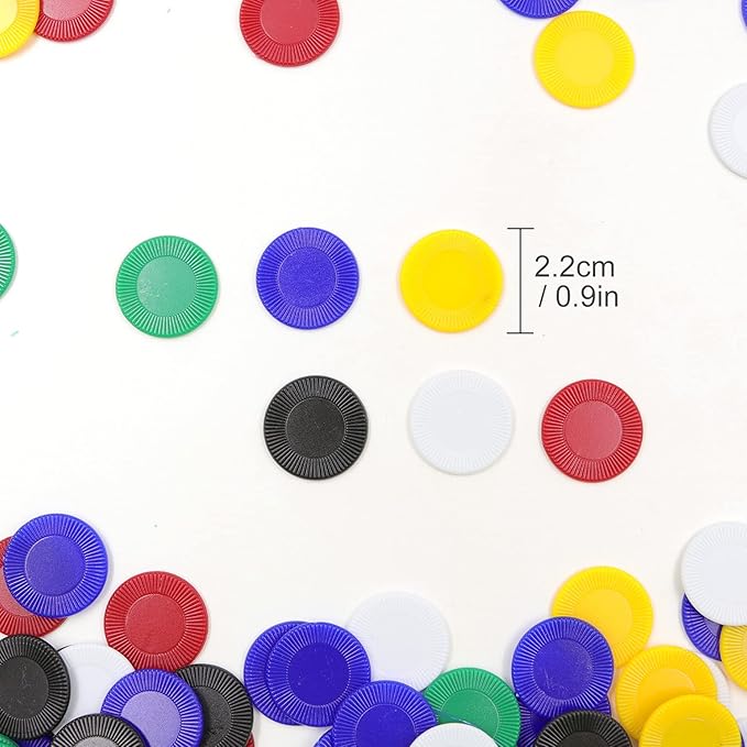 600Pcs Plastic Poker Mini Chips in 6 Colors Bulk Poker Card Game Chips for Game Play Learning Math Counting Kids Teaching Rewards（2.2CM in Diameter）