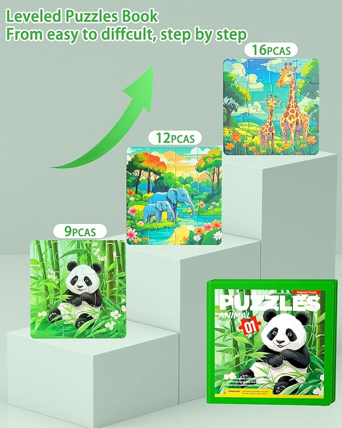 Magnetic Puzzles for Toddlers, Animal Forest Travel Puzzles Games for Kids Ages 3-5, Car Activities Toy for Boys Girls, Children Learning Magnet Gift for Road Trip (Forest)