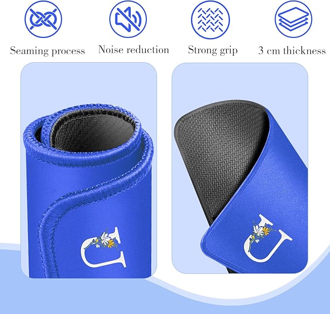 Mahjong Mat for Table | Neoprene Anti-Slip Noise Reduction | 32.4x32.4 Inch Blue | Perfect for American Mahjong, Poker, Card & Board Games | Great Gift Idea(Custom Letter U Edition)