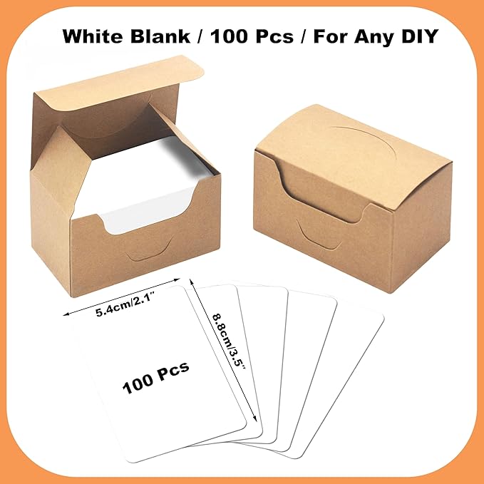 144 Pieces Game Card Stands with 100 Pieces White Blank Cards in Portable Container - Perfect Game Accessories for Tabletop & Board Games