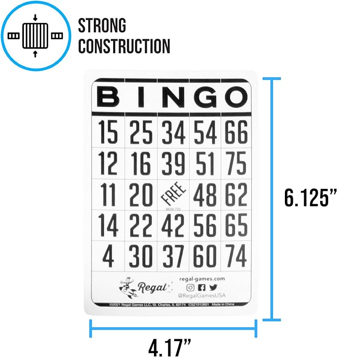 Regal Bingo Classic Bingo Cards Deck Reusable - Bingo Games for Family - 200 Playing Cards - White