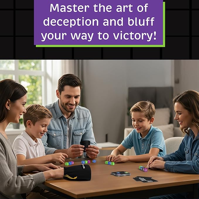 Cuff The Bluff - Fun Bluffing Dice & Card Game for Family Game Nights, Ideal for Kids, Teens & Adults, Gifts for Ages 12 and Up, Endless Laughter & Strategy