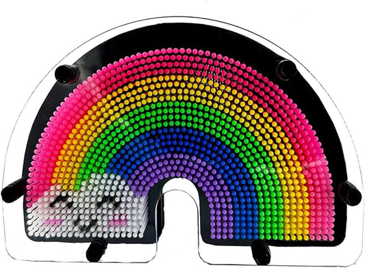 3D Pin Art Sensory Toy Size 8x4 Inches Needles Pin Impression Toy Intellectual Fun Rainbow Toys(Smiling Rainbow)
