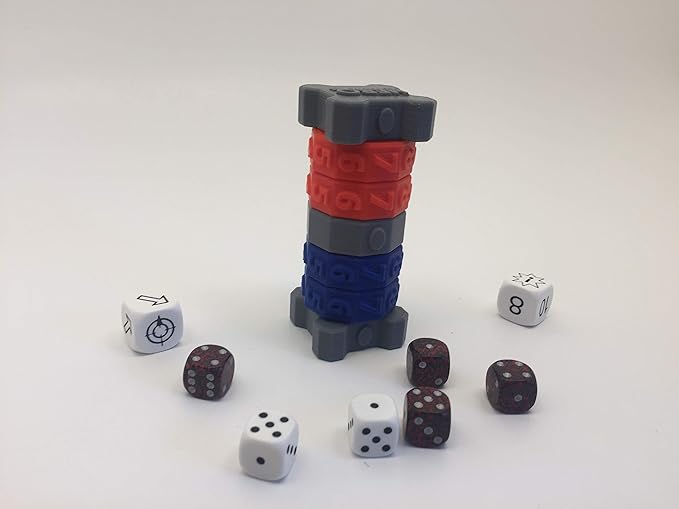 Life Counter 4 Rings Gray Card Games, Gloomhaven, Board Game, Roleplaying Game, Gamer Gift, RPG, Life Counter Points, D&D, DND, Pathfinder, War Gaming (Red and Blue)
