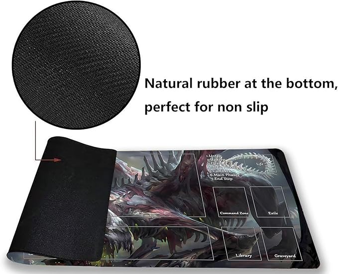 MTG Playmat, Game Play Mat for MTG TCG 24 x 14 inches Trading Card Inked Game Playmats with Storage Bag Smooth Rubber Surface Battle Game