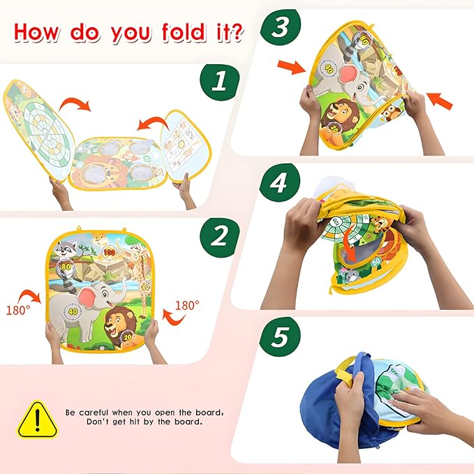 4 in 1 Portable Party Toys, Kids Bean Bag Throwing Games, Boys Shooting Toy Guns, Indoor and Outdoor Toys for 3 4 5 6 7 8 9 Year Old Boys and Girls, Birthday