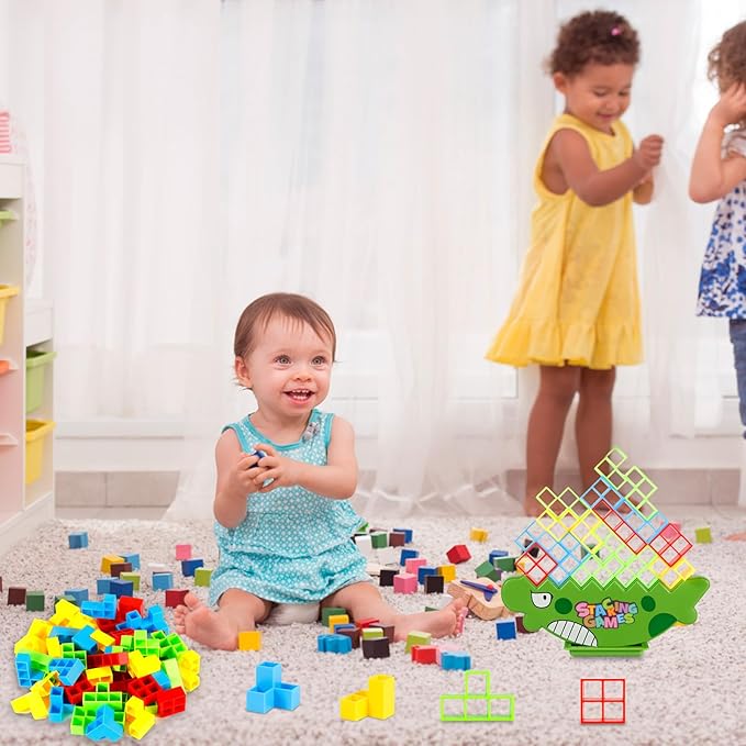 48pcs Balance Stacking Toy, Plastic Stacking Blocks Balancing Game Balance Board Game Balance Tower Game Building Blocks Toy for Kids Adults Family Party Games