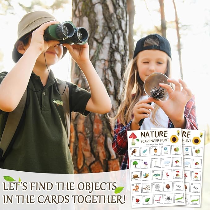 Hoolerry 30 Pcs Nature Scavenger Hunt for Kids Road Trip Game Car Scavenger Hunt Cards Travel Activities Camping Games Outdoor Indoor Seek Activity for Kids Adults(Nature)
