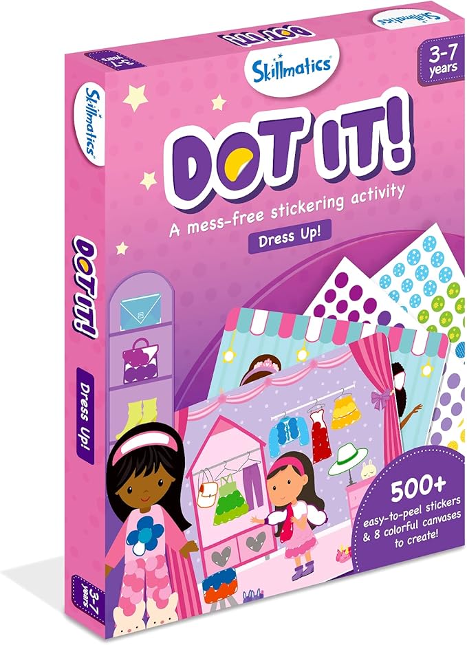 Skillmatics Dot It Sticker Art Activity - Dress Up, Mess-Free Fun for Kids, 500+ Stickers, Craft Kits, DIY Scrapbooking Activity, Travel Toys, Gifts for Boys & Girls Ages 3, 4, 5, 6, 7