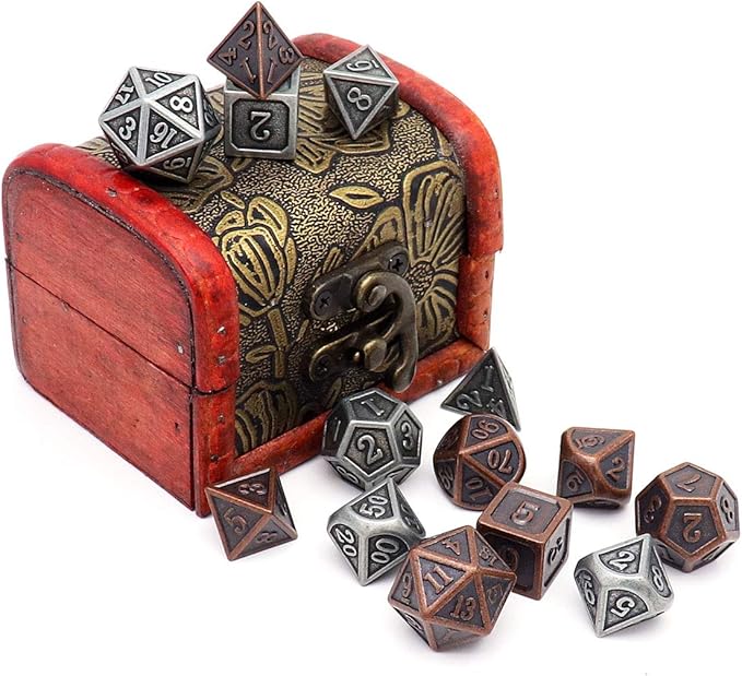 Haxtec Viking Metal DND Dice Set D&D 7PCS of D20 D12 D10 D8 D6 D4 for Dungeons and Dragons TTRPG Games (2 Pack)