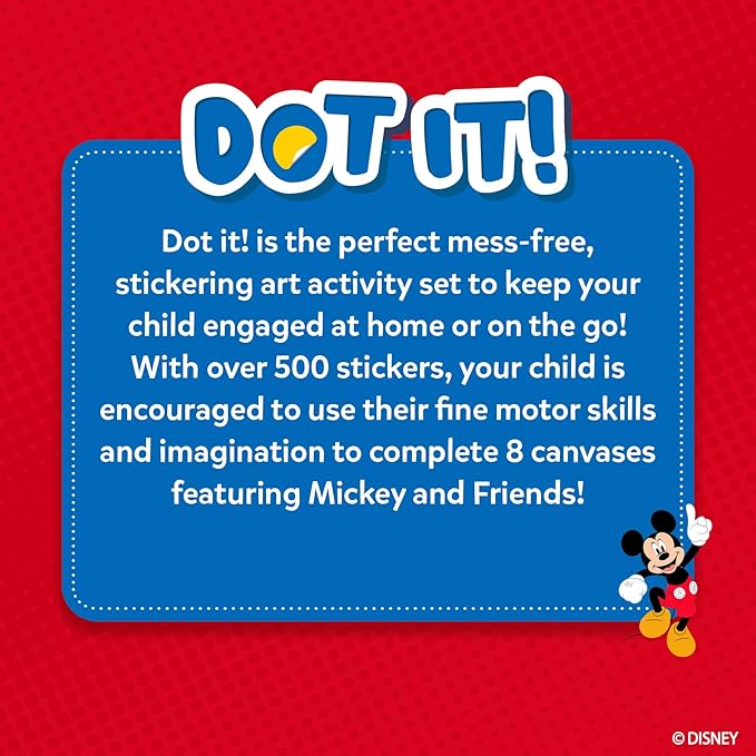 Skillmatics Dot It Sticker Art Activity - Disney Mickey & Friends, Mess-Free Fun for Kids, 500+ Stickers, Craft Kits, DIY Scrapbooking Activity, Travel Toys, Gifts for Boys & Girls Ages 3, 4, 5, 6, 7