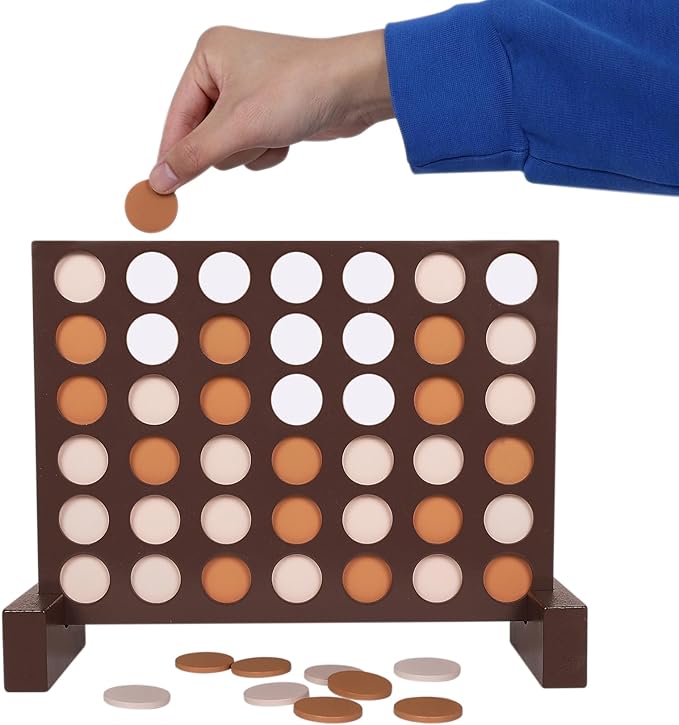 GOTHINK Wooden 4 in a Row Game, Classic Strategy Game for Kids and Adults, Connect The 4 Discs of Same Colour in a Row Perfect for Family Picnics, Camping, Great Travel Game and Gift for All Ages