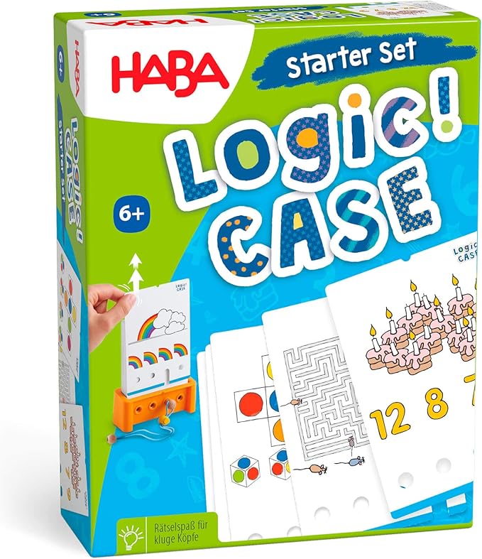 HABA Logic! CASE Starter Set 6+- Brain Teaser Puzzles and Car Games, A Single Player Handheld Game to Develop Critical Thinking for Kids