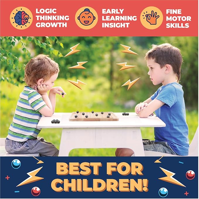 Magnetic Chess Board Game Set with 24 Stones - Educational Strategy & Puzzle Game for Families and Parties, Brain Teaser for Kids & Adults, Ideal Gift