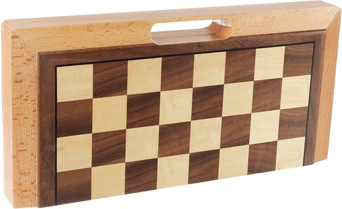 Hey! Play! 3-in-1 Chess, Backgammon, and Checkers Set – Wooden Board Game Set Folds for Practical Storage and Transport – Travel Board Games by Trademark Games