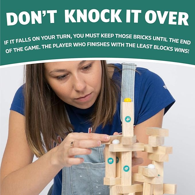 Wooden Block Stacking Tower Game – Fun Party Game & Family Board Game for Kids, Teens, & Adults – STEM Educational Game