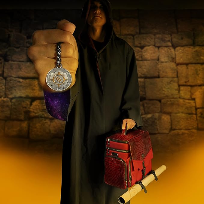 ENHANCE Travel Bag for DND Collector's Edition, Bag Compatible with Dungeons and Dragons, Battle Mat Holder, Dice Pockets and Accessories, Carry 4-8 Books (Red Dragon)