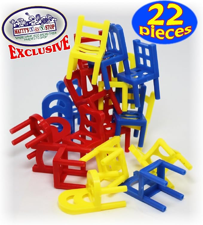 Matty's Toy Stop Drunken Chairs Deluxe Chairs Stack & Balance Drinking Game with Exclusive Storage Bag
