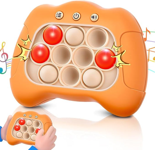 Quick Push Game，Pop Game Fidget Toys, Fast Push Bubble Game, Handheld Puzzle Game Sensory Toys ，Light Up Push Pop Game for Kids 3-12 Girls and Boys Teens Adults Decompression (Orange