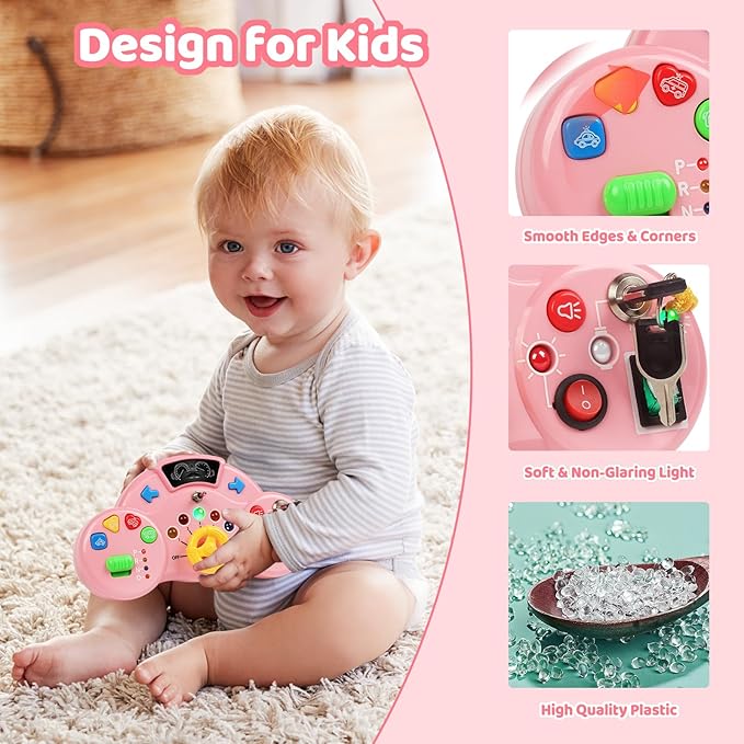 Toddler Busy Board Montessori Toys for 1 2 3 Year Old, Musical LED Light Switch Toys Travel Sensory Learning Toy for Toddlers 1-3,Educational Activities for Kids 2-4 Boy Girl Birthday Gift