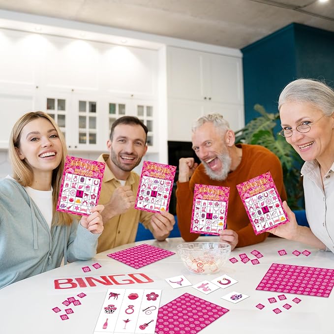 Cowgirl Bingo Games, 24 Players Bingo Cards, Cowgirl Party Activities for Family Friends, Birthday Gifts for Women Ladies, Bingo Supplies Cowgirl Bachelorette Party Supplies -06