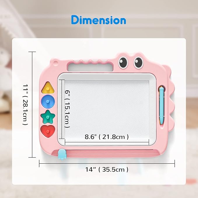 SGILE Toys for Kids, Magnetic Drawing Board for Early Learning, Color Erasable Doodle Writing Pad Gift for Baby Girls Boys, Painting Sketch Pad with Four Stamps for 3 4 5 Year Old Toddlers, Pink