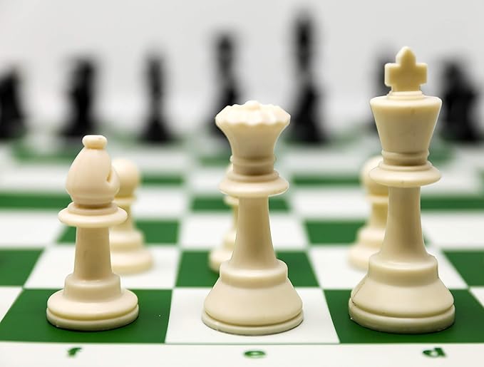 20 Inch Premium Portable Roll Up Chess Set, Durable Vinyl Chess Board Plastic Pieces & Convenient Carrying Bag, Ideal for Travel, Outdoor Fun, and Game Nights