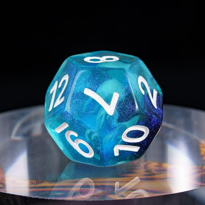 UDIXI D&D Polyhedral Dice Set, 7PCS Resin DND Dice Set Glow in Dark Dice for Dungeons and Dragons RPG and Other Tabletop Games, d and d (Jellyfish)