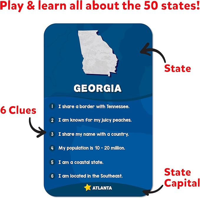 Skillmatics Board Game - Scout It Out 50 States, Guessing & Trivia Game for Families, Educational Toys, Card Games for Kids, Teens and Adults, Gifts for Boys and Girls Ages 7, 8, 9 and Up