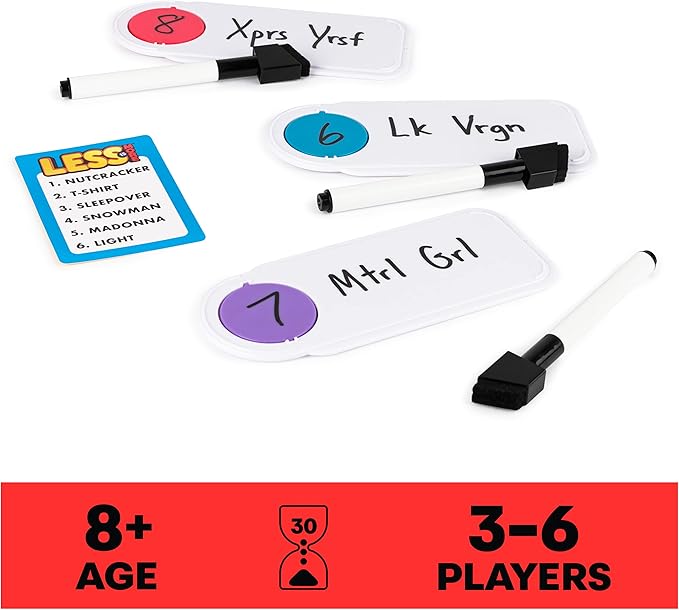 Less is More, Party Board Game Fun Word Letter Card Game Funny Gift Toy Living Room Family Game Night, for Adults, Teens, and Kids Ages 8 and up