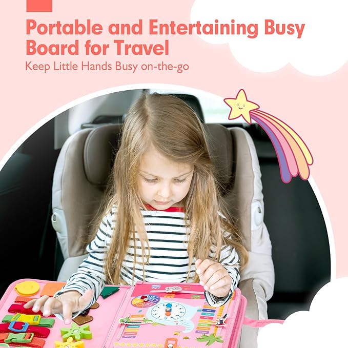 hahaland Busy Book for Toddlers Boys Girls Montessori Toys for 3+ Year Old Preschool Educational Learning Activities Toddler Travel Toys for Ages 2-4 with Life Skill Number Color Weather