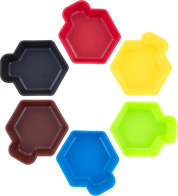Feldherr Shell Expansion Pack - 6 Single-Colored Token Trays for Board Game Accessories, Tokens, meeples and Other Small Items, Color:Cherry Red
